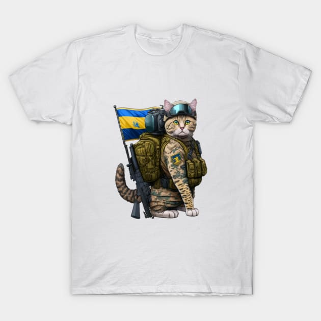 Cat Ukrainian soldier T-Shirt by Designchek⭐⭐⭐⭐⭐